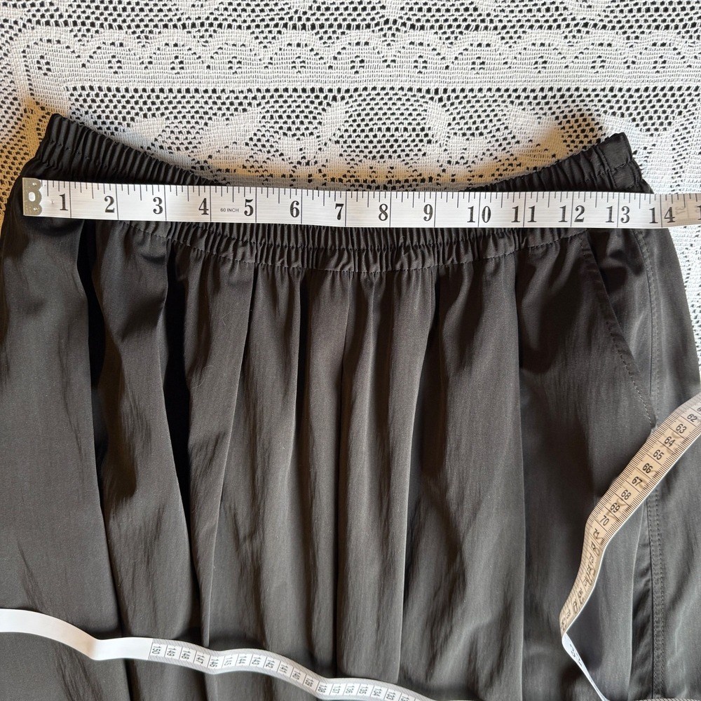 Zara Black Long Full Maxi Skirt Elastic Waist Pockets Taffeta Minimal S - Picture 8 of 12